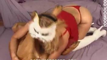 Kitty mask blonde gets fucked on all fours brutally