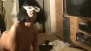 Aroused girl enjoys passionately kissing the dog during her live webcam session