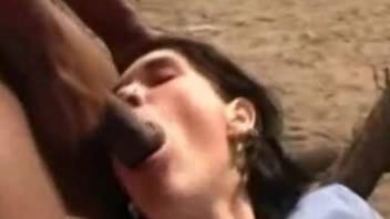 Amateur fucked by a huge horse cock