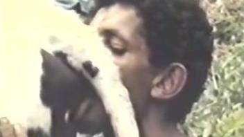 Black guy French kissing and fucking his lovely cow