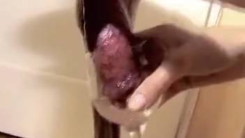 Naked hottie swallows dog semen after multiple sessions of bestiality