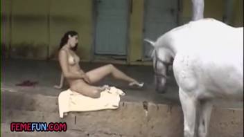 Brunette bombshell banged by a hung stud